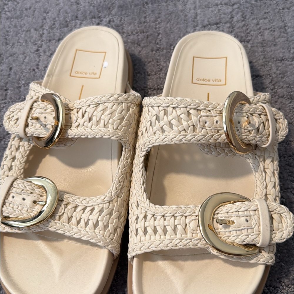 Dolce Vita Cream Double-Buckle Sandals